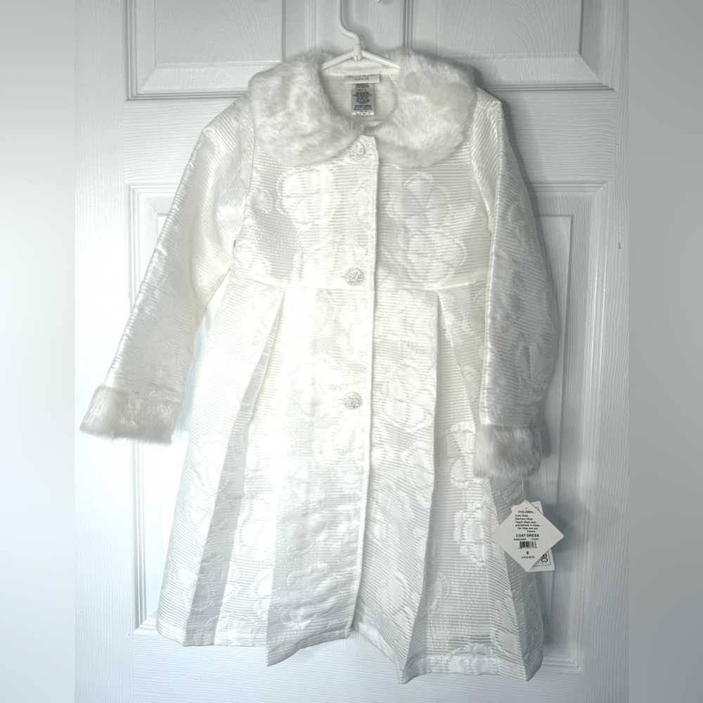 Elegant Ivory Coat Dress – Girls’ Size 6 Easter